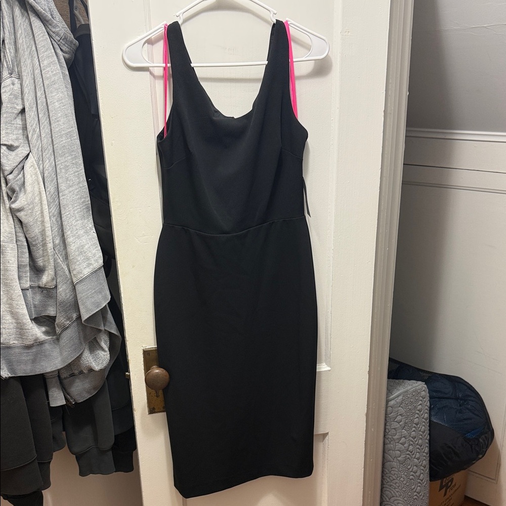 Betsey Johnson Black Dress with Pink Straps